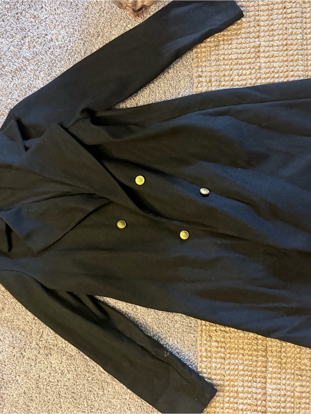 SHEIN Black Double-Breasted Blazer Coat with Gold Buttons